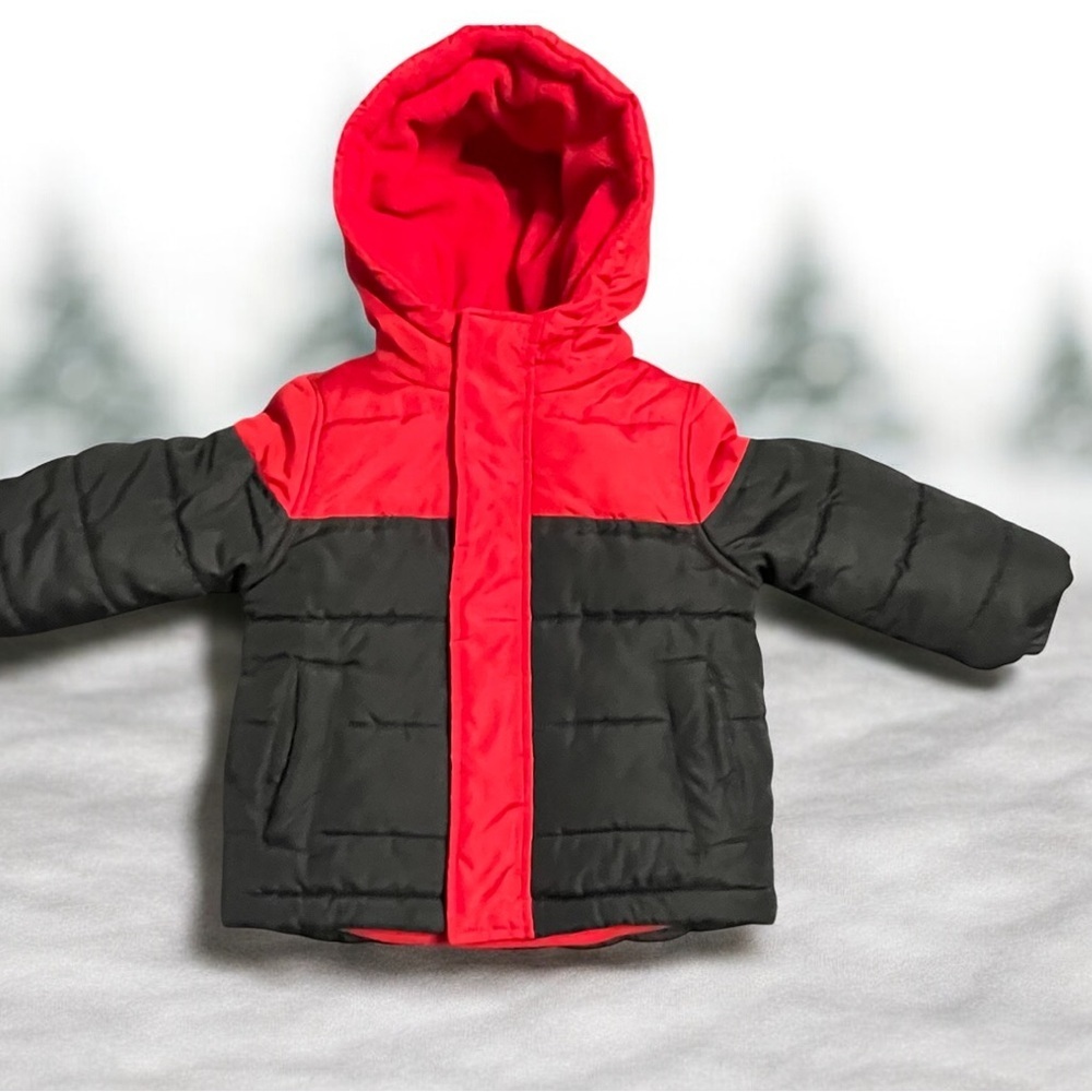 Jumping Beans Vibrant Red and Black Hooded Coat
